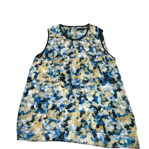 Calvin Klein Jeans Multicolor Blue Yellow Black Sleeveless Blouse Top Size XL